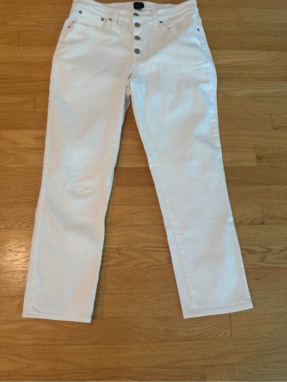 J. Crew Straight-Leg White Jeans with Button Fly
